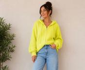 Zara Neon Yellow Zip Up Hoodie