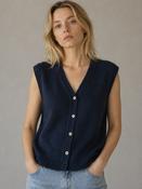 Andrea Sleevless Knit Cardigan Navy