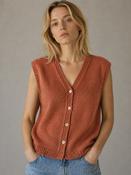 Andrea Sleevless Knit Cardigan Terracotta