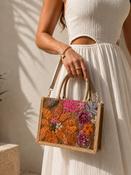 Sunset Bloom Embellished Tote Bag image