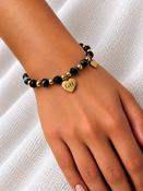 Small Heart Bracelet Black Personalised image