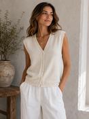 Andrea sleevless knit cardigan Cream