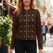 Hana Military Style Cardigan/Top Choco