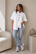 White Ruffle Sleeve Oversized Shirt image