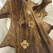 Lucky Clover Necklace Gold Personalised