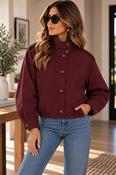 Utility Button-Up Jacket Bordeaux