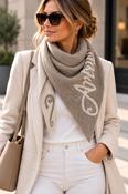Amour Reversible Triangle Scarf –   Mink &amp; Cream image