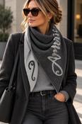 Amour Reversible Triangle Scarf – Charcoal Grey &amp; Light Grey image