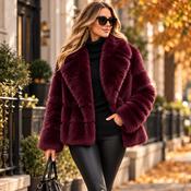 Hallie Faux Fur Coat Plum