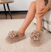 Luxe Bow Slippers Soft Mink