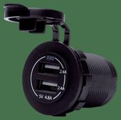 Double USB Socket 4.8A Black with Flush Frame