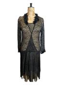 Vintage Art Deco Black Lace Dress UK 12 image