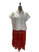 Vintage 50s White Broderie Anglaise Summer Top UK 16-18 image