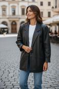 80s Vintage Black Leather Coat UK 16 image