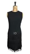 60s Vintage Black Fitted Dress with Diamante Buckle UK 10-12 image