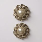 80s Costume Gold and Diamante Clip on Earrings image