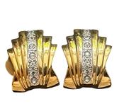 80s Vintage Gold and Diamante Clip-on earrings image
