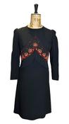 Vintage 60s Black Dress, Orange Beading UK 10- 12 image