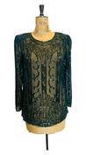80s Vintage Green Sequin Top Size UK 12-14 image