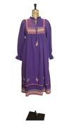 70s Vintage Purple Cotton Pinafore Dress UK 12- 14 image