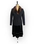 70s Vintage Black Velvet Skirt UK 8