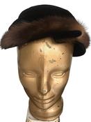 Black 40s Vintage Velvet Hat with Fur Trim image