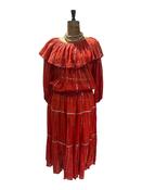 70s Vintage Orange and Silver Indian Cotton Skirt and Top UK 16 image