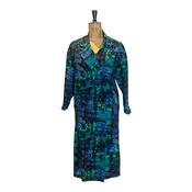 80s Vintage Green and Blue Dress Coat Size Uk 10- 12