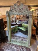 Exquisite Large Ornate Carved Wood Painted Mirror