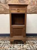 Antique French Oak &amp;amp; Marble Nightstand / Side Cabinet.