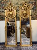 French Giltwood &amp;amp; Plaster Louis XVI Style Figural Beveled Mirror image