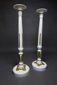 Large Painted &amp;amp; Parcel Gilt Carved Wooden Columns