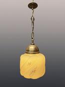 Art Deco Floral Glass &amp;amp; Brass Pendant Lamp