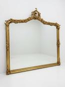 Large Ornate French Style Carved Scroll Mirror in Gilt Finish image