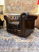 Vintage Chesterfield Club Chair in Rich Faded Brown Leather image