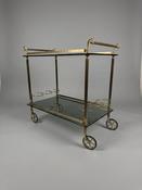 Hollywood Regency Brass &amp;amp; Glass Bar Trolley