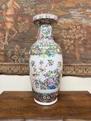 Vintage Hand-Painted Famille Rose Ceramic Vase image