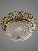 Vintage 1960s French Brass &amp;amp; Cut Glass Pendant Light image