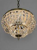 Vintage 1960s Italian Brass &amp;amp; Crystal Pendant Light image