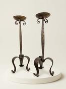 Rare Antique Brutalist Gothic Wrought Iron Candlesticks image