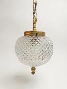 Vintage Textured Glass &amp;amp; Brass Pendant Light image