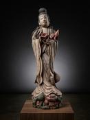 A Large Hand Carved Kwan Yin Statue