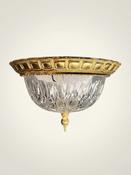 Elegant Vintage Pendant Chandelier Brass and Cut Glass Ceiling Lamp image