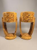 Olive Burl Pair of Art Deco Style Bedside Lockers / Nightstands image