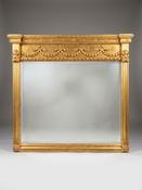 Regency Style Carved Giltwood Overmantel Mirror image