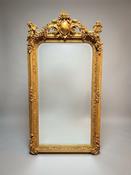 French Style Gilt Wood &amp;amp; Plaster Panel Mirror image