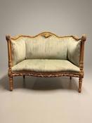 Louis XVI Style Carved Giltwood &amp;amp; Green Velvet Sofa image