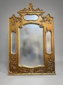 Large Sectioned Wall Mirror with Foliage and Scroll Details image