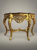 Carved Gilt Wood Console Table with Shaped Marble Top