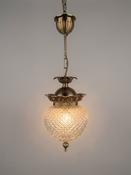 Vintage Textured Glass &amp;amp; Brass Pendant Light image